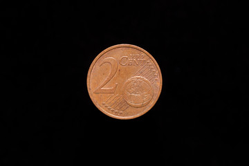 Maltese 2 Euro Cent coin from 2008, reverse. Isolated on black background