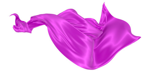 Beautiful flowing fabric of magenta wavy silk or satin. 3d rendering image.