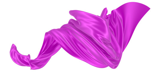 Beautiful flowing fabric of magenta wavy silk or satin. 3d rendering image.