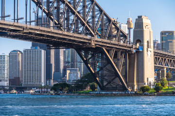 View of Harbour Bridge and the CBD in a sunny day. Sydney, Australia