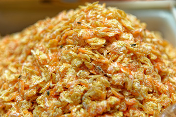 Dried seafood in a thai street market