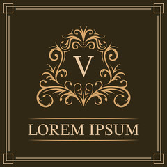 Luxury logo template, letter V logo design, vector illustration