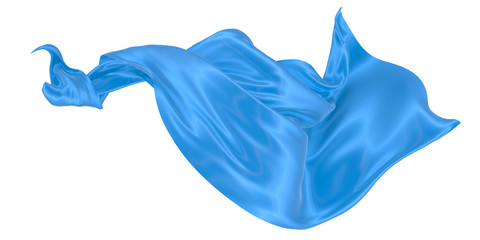 Fototapeta premium Beautiful flowing fabric of blue wavy silk or satin. 3d rendering image.