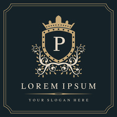 Luxury monogram logo template, letter P logo design