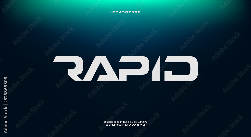 Canvas Prints rapid, an abstract technology science alphabet font. digital space typography vector illustration de