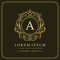 A letter vector logo template on brown background