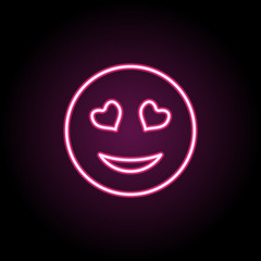 Enamored neon icon. Simple thin line, outline vector of emoji icons for ui and ux, website or mobile application