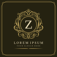 Z letter vector logo template on brown background