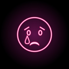 Disappointed neon icon. Simple thin line, outline vector of emoji icons for ui and ux, website or mobile application