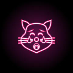 Tired cat neon icon. Simple thin line, outline vector of emoji icons for ui and ux, website or mobile application