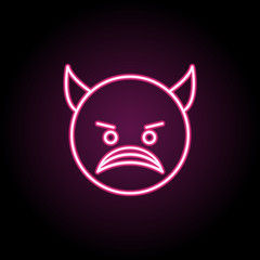 Evil devil neon icon. Simple thin line, outline vector of emoji icons for ui and ux, website or mobile application