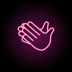 Clap hands neon icon. Simple thin line, outline vector of emoji icons for ui and ux, website or mobile application