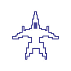 Isolated pixel airplane line style icon vector design