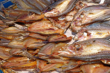 Dried seafood in a thai street market