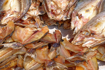 Dried seafood in a thai street market