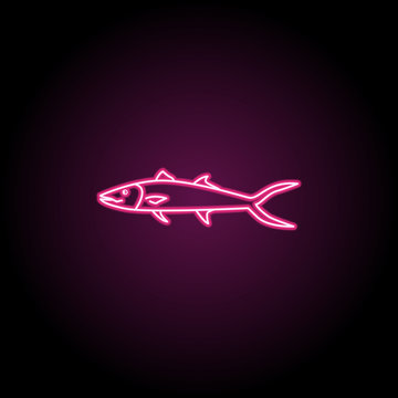 King Mackerel Neon Icon. Simple Thin Line, Outline Vector Of Fish Icons For Ui And Ux, Website Or Mobile Application