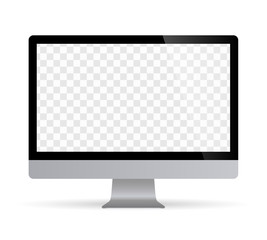 Fototapeta premium Realistyczny monitor komputera stacjonarnego z ekranem szachownicy i białym tłem. Ilustrator wektorów Ai EPS
