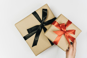 View of gift box isolated on white