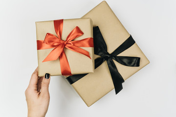 View of gift box isolated on white