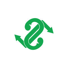 two arrow linked design logo vector