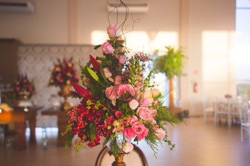 flower arrangement in wedding decoration