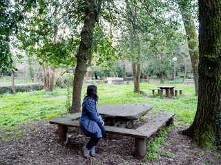 a woman in the park of san leonardo,sardinia