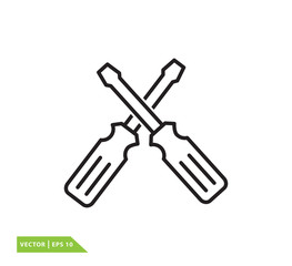 Screwdriver icon vector logo design template