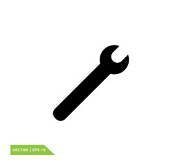 Wrench icon vector logo template flat style