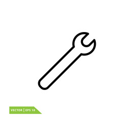Wrench icon vector logo template flat style