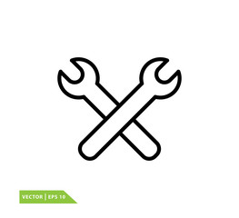 Wrench icon vector logo template flat style