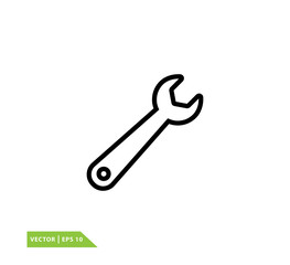 Wrench icon vector logo template flat style