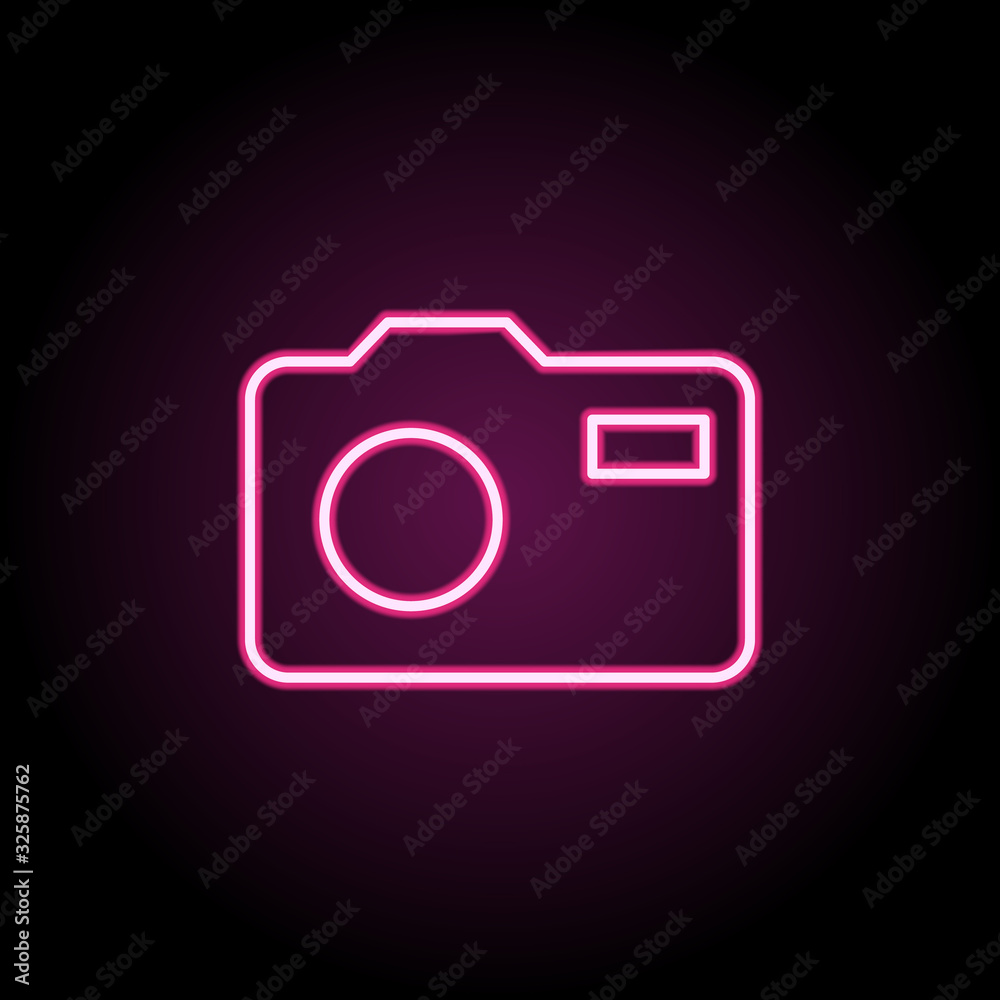 Poster camera neon icon. simple thin line, outline vector of web icons for ui and ux, website or mobile app