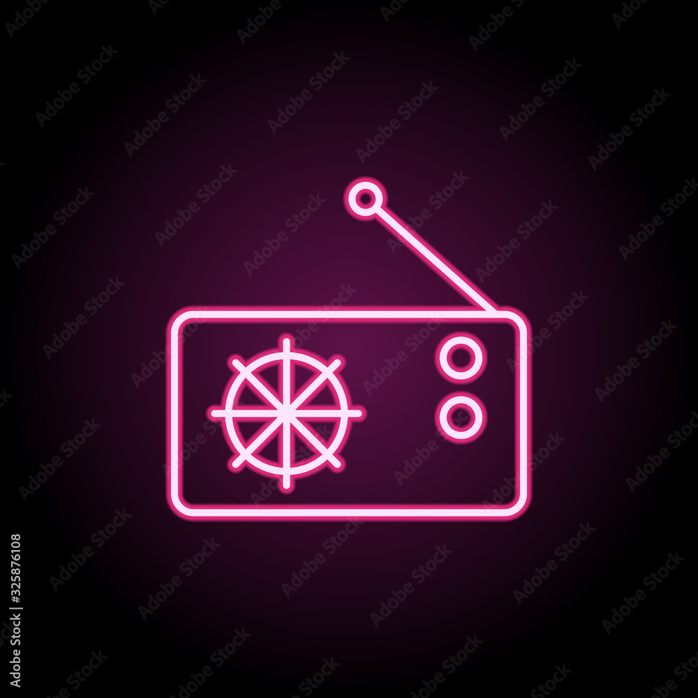 Poster radio technology neon icon. simple thin line, outline vector of web icons for ui and ux, website or 