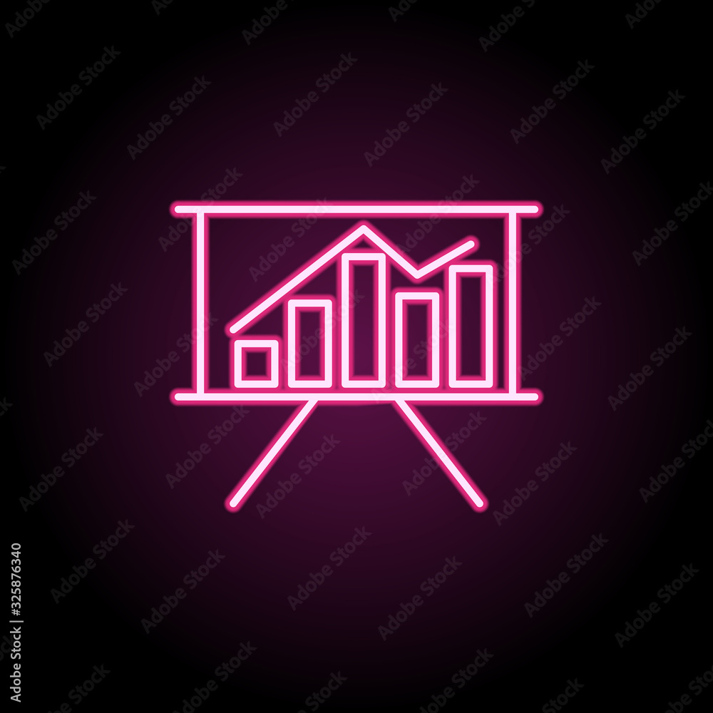 Poster chart on the board neon icon. simple thin line, outline vector of web icons for ui and ux, website o
