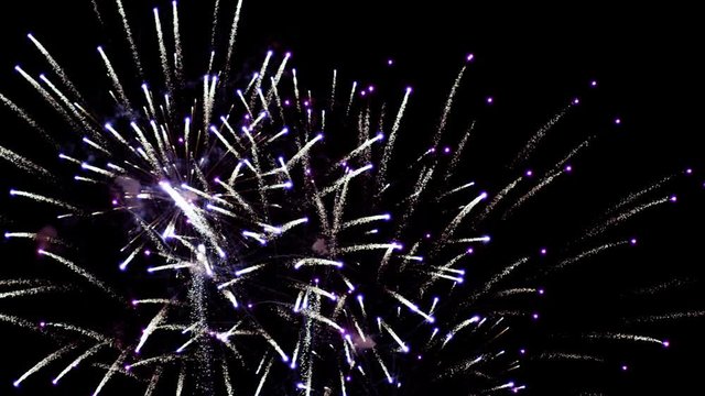 Firework explosion on black background for new year, holiday, Invitation, birthday, wadding, anniversary, party, celebration with high speed cinema camera at 4k.