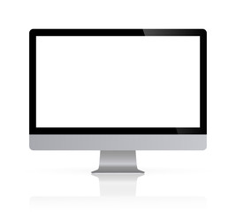 Realistic desktop computer monitor reflect with white screen. Illustration vector illustrator Ai EPS