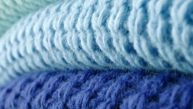 Shallow fabrics knitted with pastel color yarn 4K panning video