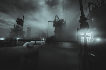 Nitrogen fertilizer plant, late evening. Chemical industry