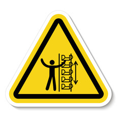 Warning Exposed Buckets and Moving Parts Symbol Sign Isolate on White Background,Vector Illustration