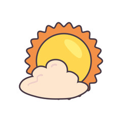 Isolated sun and cloud line and fill style icon vector design