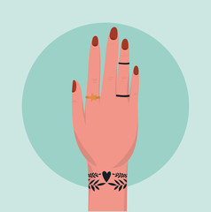 Obraz premium female hand over circle vector design