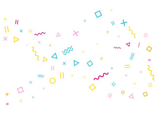 Geometric confetti with triangle, circle, square shapes, chevron and wavy lines