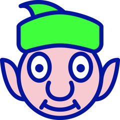 flat line icon of elf emoji in vector design