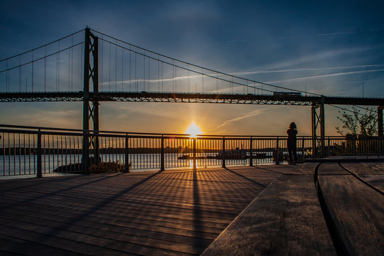 Sunset under the bridge