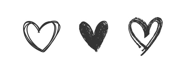 Fototapeta Heart doodles set. Hand drawn hearts collection. Romance and love illustrations. obraz