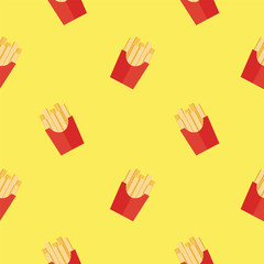 french fries  seamless pattern vector illustration, Can use for fabric, textile, wallpaper, background, packaging, adversiting, decor, wrapping paper, clothes, shirts, dresses, bedding, blankets