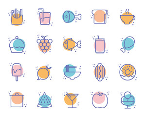 Isolated food block line style icon set vector design