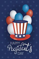 presidents day poster with usa tophat and balloons helium