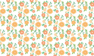 Elegant banner for spring, with seamless leaf and flower pattern background design.