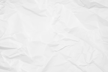 White crumpled paper texture background. Clean white paper. Top view.	